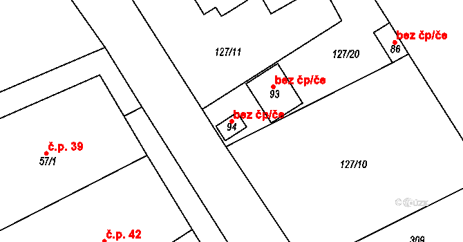 Jeřišno 102618712 na parcele st. 94 v KÚ Chuchel, Katastrální mapa