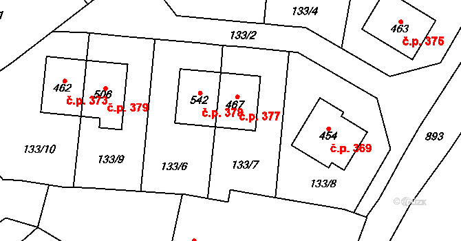 Kokory 377 na parcele st. 467 v KÚ Kokory, Katastrální mapa