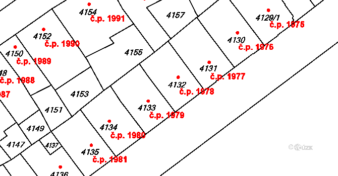 Jihlava 1978 na parcele st. 4132 v KÚ Jihlava, Katastrální mapa