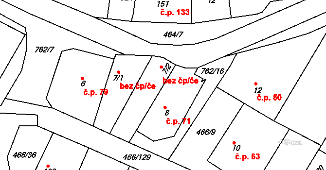 Broumy 71 na parcele st. 8 v KÚ Broumy, Katastrální mapa