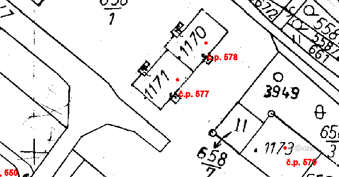 Cvikov II 577, Cvikov na parcele st. 1171 v KÚ Cvikov, Katastrální mapa