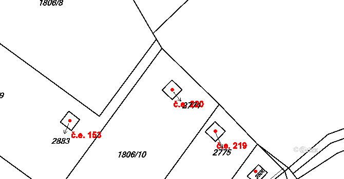 Choceň 220 na parcele st. 2774 v KÚ Choceň, Katastrální mapa