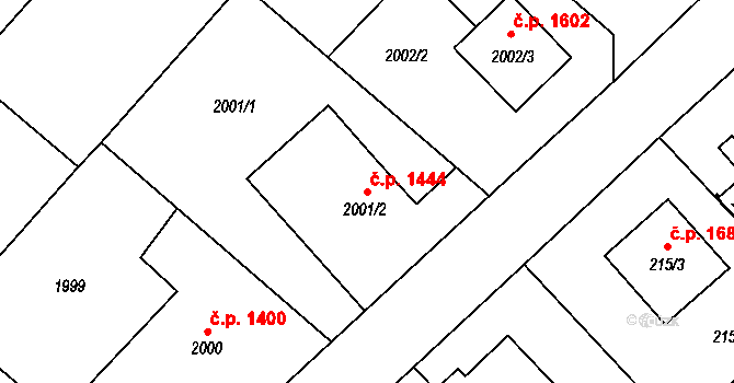 Petřvald 1444 na parcele st. 2001/2 v KÚ Petřvald u Karviné, Katastrální mapa
