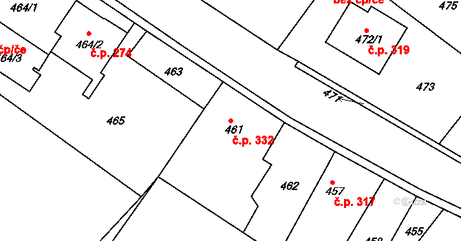 Klášterec nad Ohří 332 na parcele st. 461 v KÚ Klášterec nad Ohří, Katastrální mapa