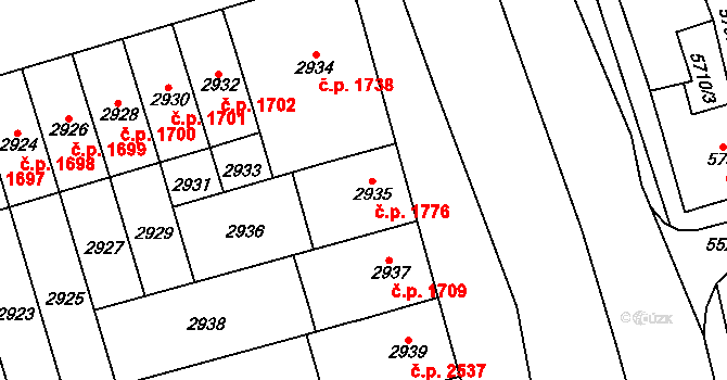 Židenice 1776, Brno na parcele st. 2935 v KÚ Židenice, Katastrální mapa