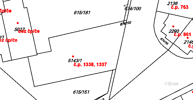 Kolín V 1337,1338, Kolín na parcele st. 5143/1 v KÚ Kolín, Katastrální mapa