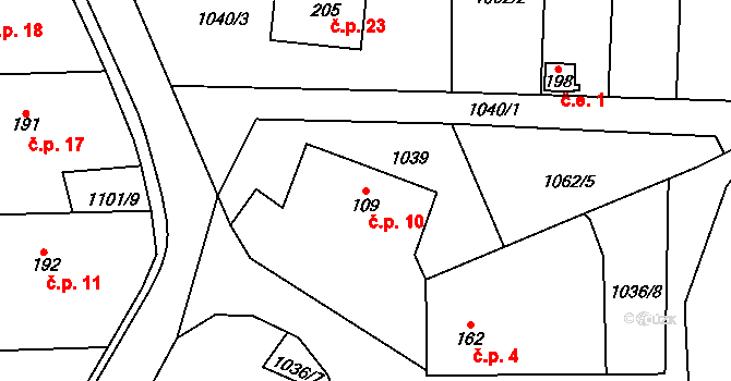 Kal 10, Klatovy na parcele st. 109 v KÚ Kal u Klatov, Katastrální mapa
