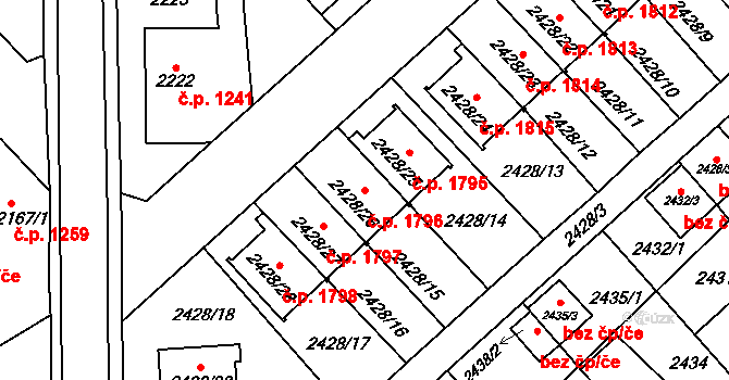 Turnov 1796 na parcele st. 2428/26 v KÚ Turnov, Katastrální mapa