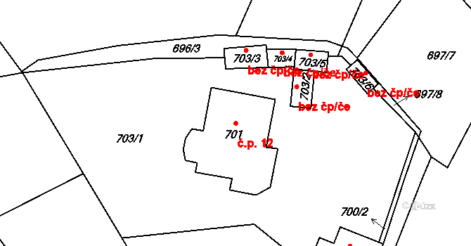 Liberec XII-Staré Pavlovice 12, Liberec na parcele st. 701 v KÚ Staré Pavlovice, Katastrální mapa
