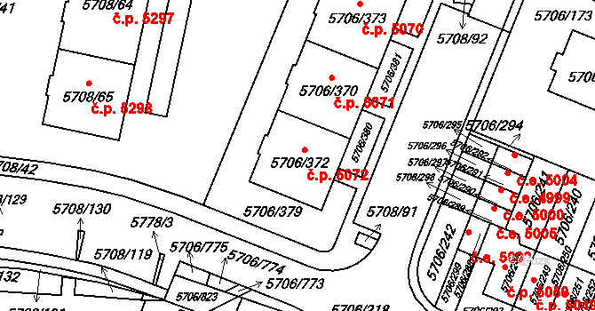 Jihlava 5072 na parcele st. 5706/372 v KÚ Jihlava, Katastrální mapa