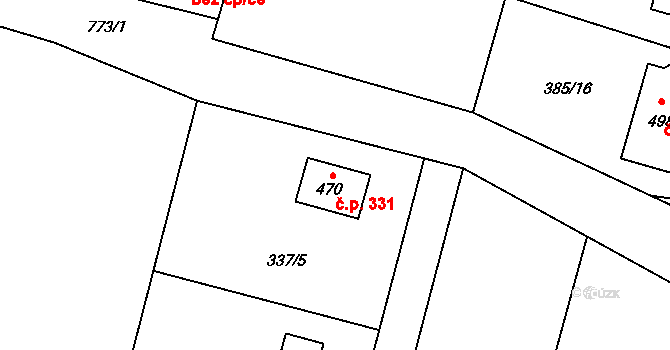 Sedlec 331, Sedlec-Prčice na parcele st. 470 v KÚ Sedlec u Votic, Katastrální mapa