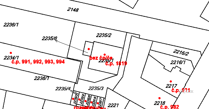 České Budějovice 7 1819, České Budějovice na parcele st. 2235/1 v KÚ České Budějovice 7, Katastrální mapa