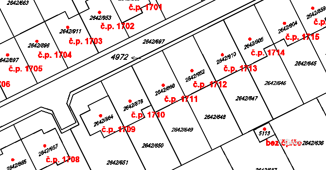 Kuřim 1711 na parcele st. 2642/860 v KÚ Kuřim, Katastrální mapa