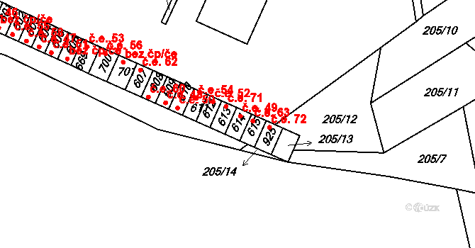 Luka nad Jihlavou 71 na parcele st. 613 v KÚ Luka nad Jihlavou, Katastrální mapa