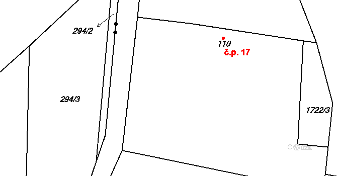 Otradovice 17, Votice na parcele st. 110 v KÚ Budenín, Katastrální mapa