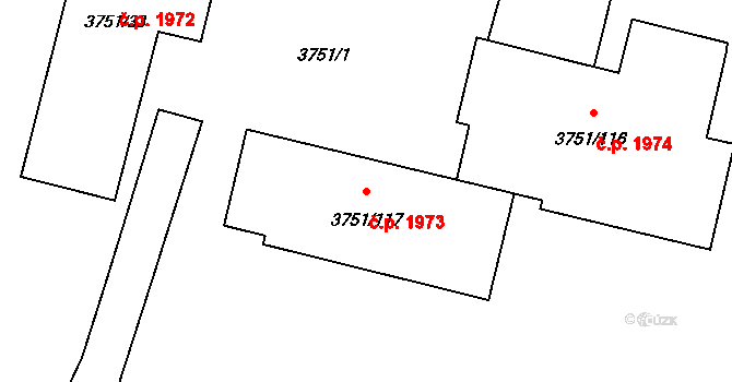 Poruba 1973, Ostrava na parcele st. 3751/117 v KÚ Poruba-sever, Katastrální mapa