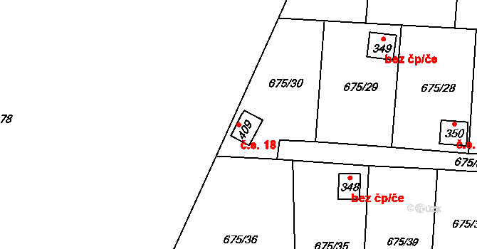 Bečov 18 na parcele st. 409 v KÚ Bečov u Mostu, Katastrální mapa