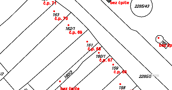 Křižanov 68 na parcele st. 161 v KÚ Křižanov, Katastrální mapa