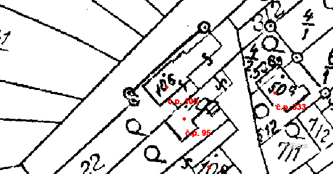 Habrovany 100 na parcele st. 106 v KÚ Habrovany, Katastrální mapa