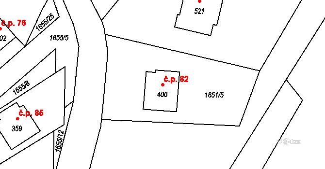 Provodov 82 na parcele st. 400 v KÚ Provodov na Moravě, Katastrální mapa