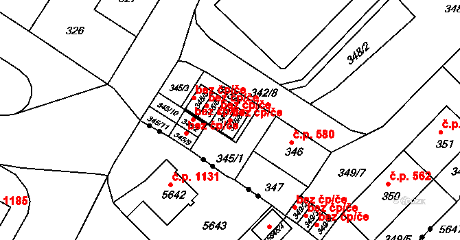 Liberec 41730712 na parcele st. 345/8 v KÚ Ruprechtice, Katastrální mapa