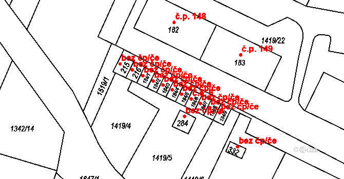 Božičany 42100712 na parcele st. 184/4 v KÚ Božičany, Katastrální mapa