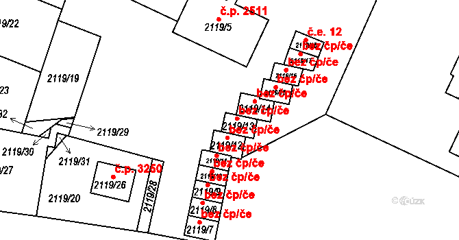 Teplice 42424712 na parcele st. 2119/13 v KÚ Teplice, Katastrální mapa