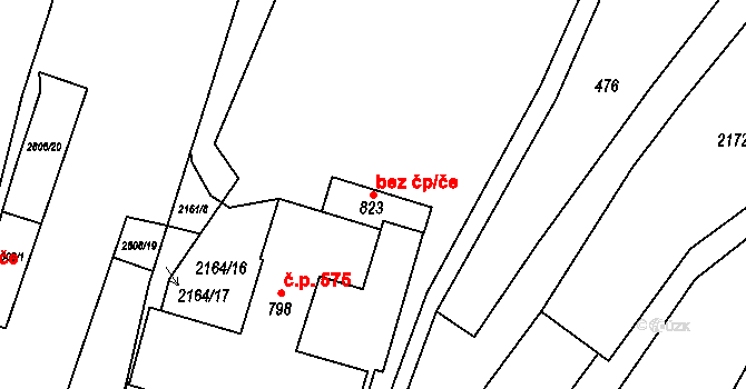Petrovice 44704712 na parcele st. 823 v KÚ Petrovice u Chabařovic, Katastrální mapa