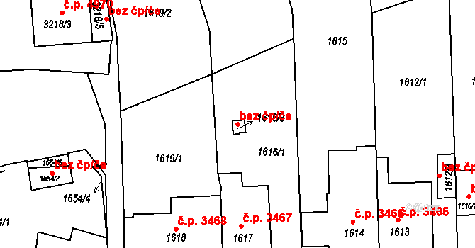 Chomutov 45022712 na parcele st. 1616/3 v KÚ Chomutov II, Katastrální mapa