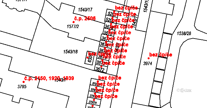 Písek 46208712 na parcele st. 3674 v KÚ Písek, Katastrální mapa