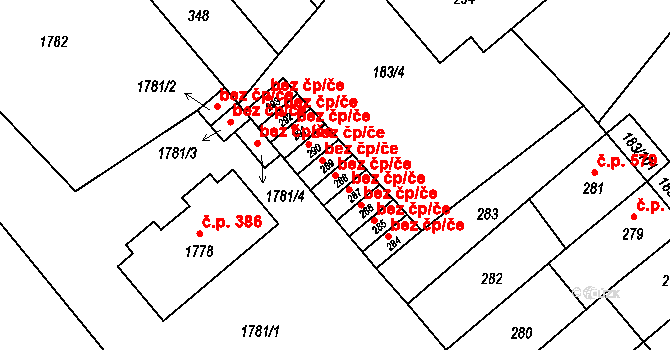 Lednice 47082712 na parcele st. 288 v KÚ Lednice na Moravě, Katastrální mapa