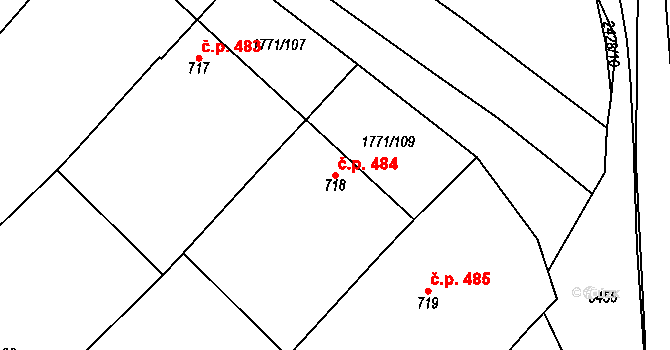 Polešovice 484 na parcele st. 718 v KÚ Polešovice, Katastrální mapa