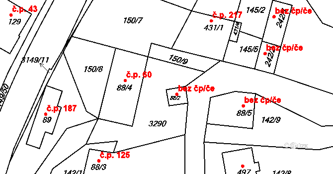 Jasenná 47794712 na parcele st. 88/2 v KÚ Jasenná na Moravě, Katastrální mapa