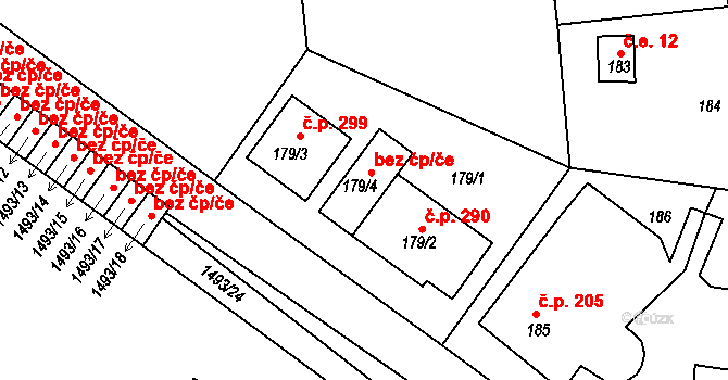 Dýšina 48500712 na parcele st. 179/4 v KÚ Dýšina, Katastrální mapa