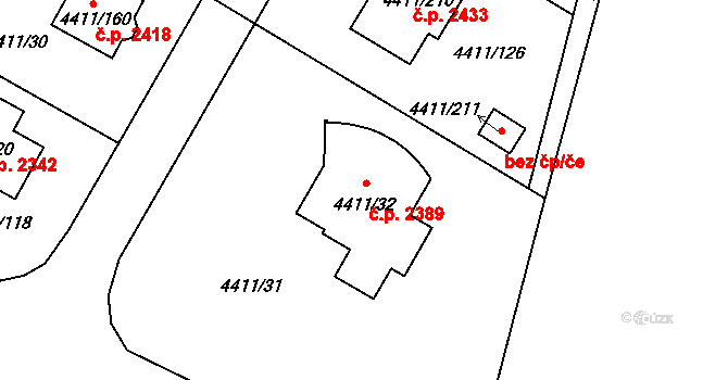 Zábřeh 2389 na parcele st. 4411/32 v KÚ Zábřeh na Moravě, Katastrální mapa