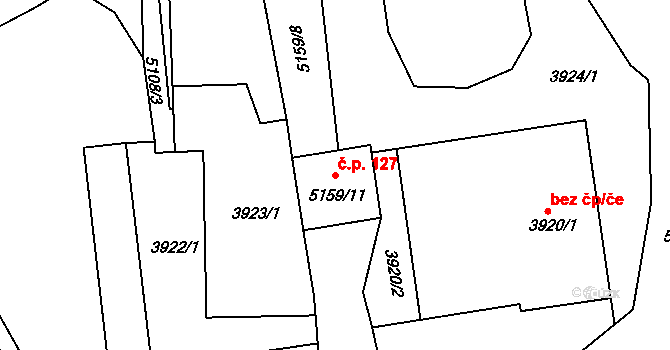 Choceňské Předměstí 127, Vysoké Mýto na parcele st. 5159/11 v KÚ Vysoké Mýto, Katastrální mapa