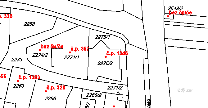 Třešť 1346 na parcele st. 2275/2 v KÚ Třešť, Katastrální mapa