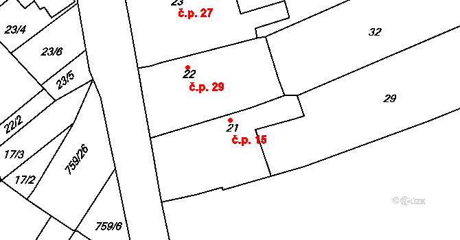Mlékojedy 15, Neratovice na parcele st. 21 v KÚ Mlékojedy u Neratovic, Katastrální mapa