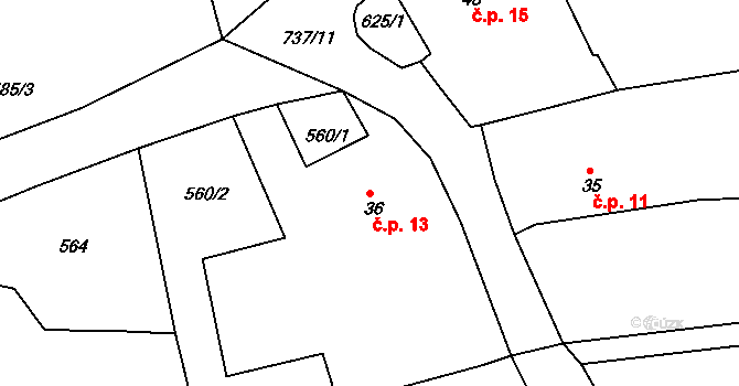 Smolov 13, Mrákov na parcele st. 36 v KÚ Smolov u Domažlic, Katastrální mapa