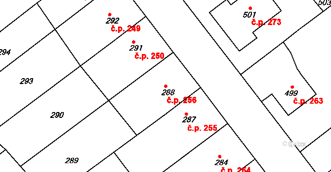 Jakubské Předměstí 256, Jaroměř na parcele st. 288 v KÚ Jaroměř, Katastrální mapa