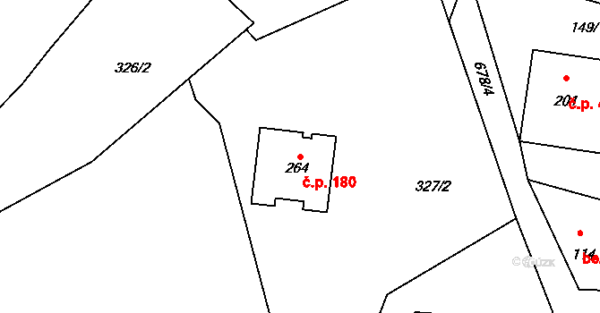 Bobr 180, Žacléř na parcele st. 264 v KÚ Bobr, Katastrální mapa