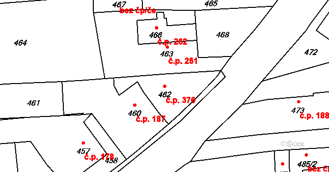 Postřelmov 376 na parcele st. 462 v KÚ Postřelmov, Katastrální mapa