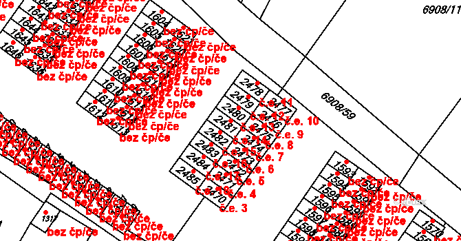 Telč-Štěpnice 14, Telč na parcele st. 2481 v KÚ Telč, Katastrální mapa