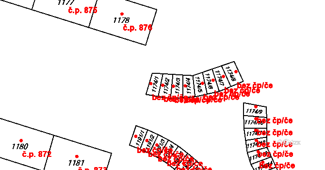 Vratimov 89475712 na parcele st. 1174/2 v KÚ Vratimov, Katastrální mapa