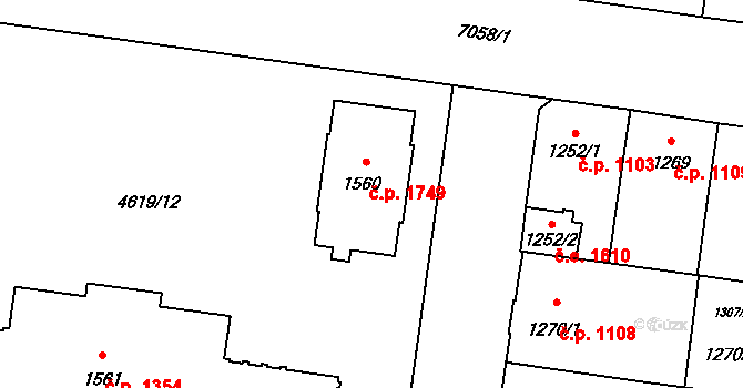 Žatec 1749 na parcele st. 1560 v KÚ Žatec, Katastrální mapa