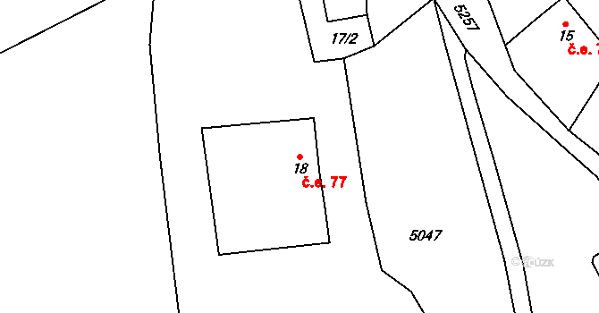 Uhřínov 77, Liberk na parcele st. 18 v KÚ Malý Uhřínov, Katastrální mapa