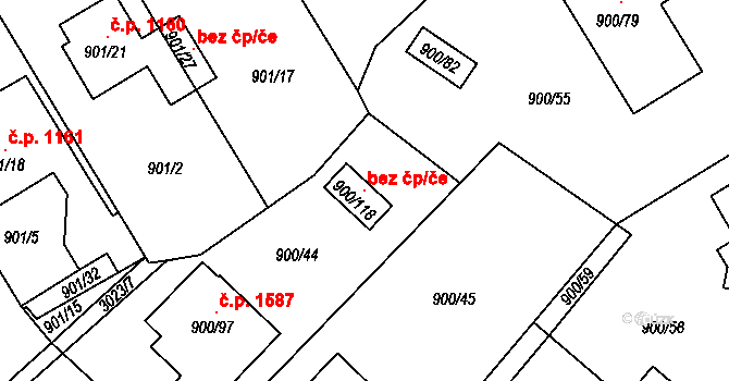 Rychnov nad Kněžnou 105618713 na parcele st. 900/118 v KÚ Rychnov nad Kněžnou, Katastrální mapa