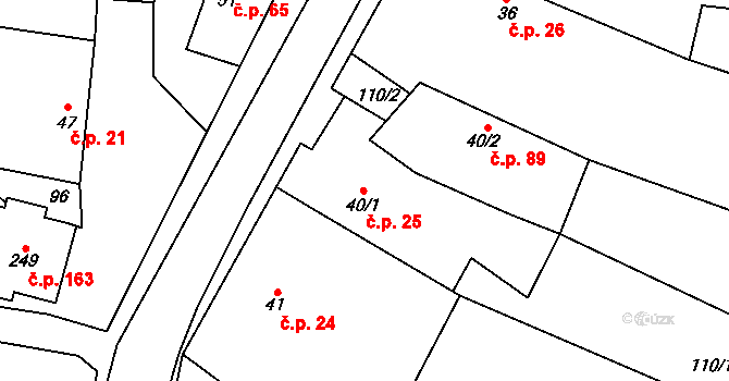 Lipník nad Bečvou VI-Loučka 25, Lipník nad Bečvou na parcele st. 40/1 v KÚ Loučka, Katastrální mapa
