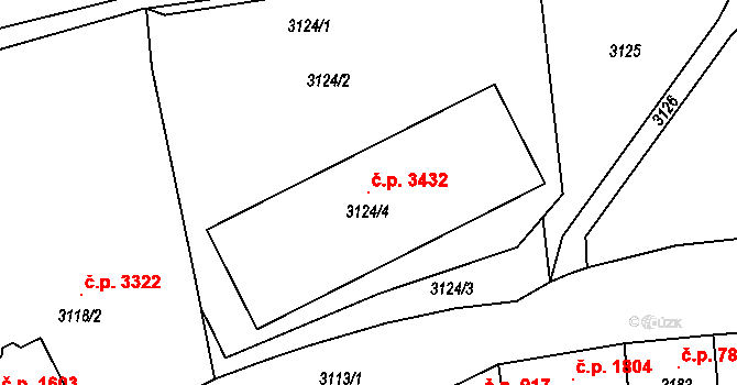 Česká Lípa 3432 na parcele st. 3124/4 v KÚ Česká Lípa, Katastrální mapa