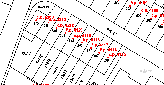 Jihlava 4118 na parcele st. 842 v KÚ Bedřichov u Jihlavy, Katastrální mapa